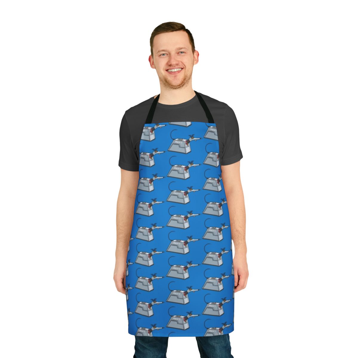 Grey apron with dog silhouette design