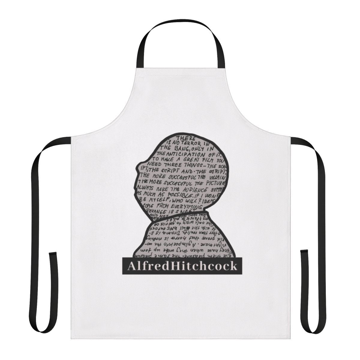 Grey apron with Alfred Hitchcock's portrait