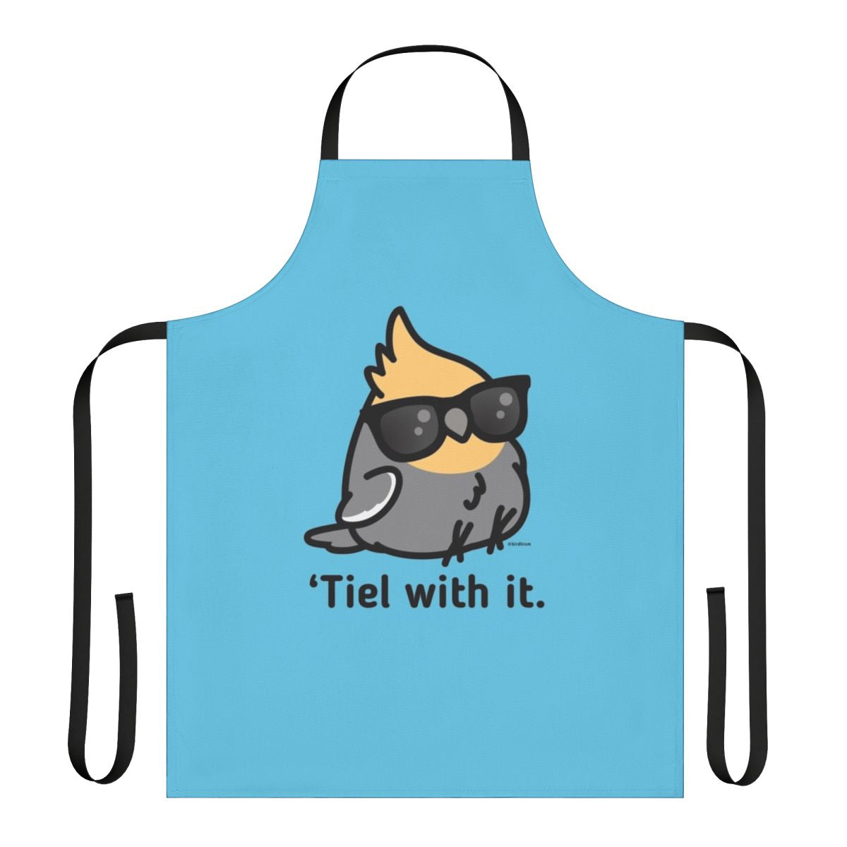 Grey cockatiel graphic printed on a high-quality apron for bird enthusiasts