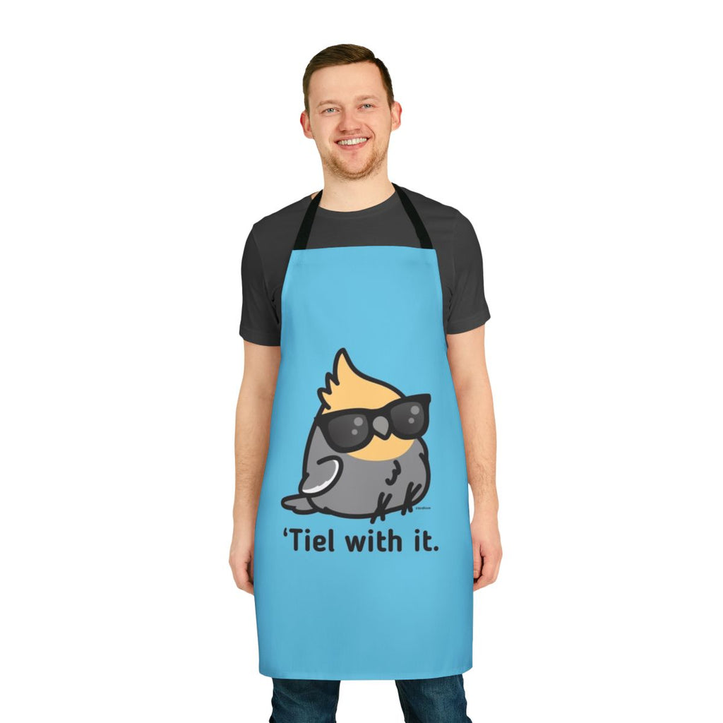 Grey cockatiel graphic printed on a high-quality apron for bird enthusiasts