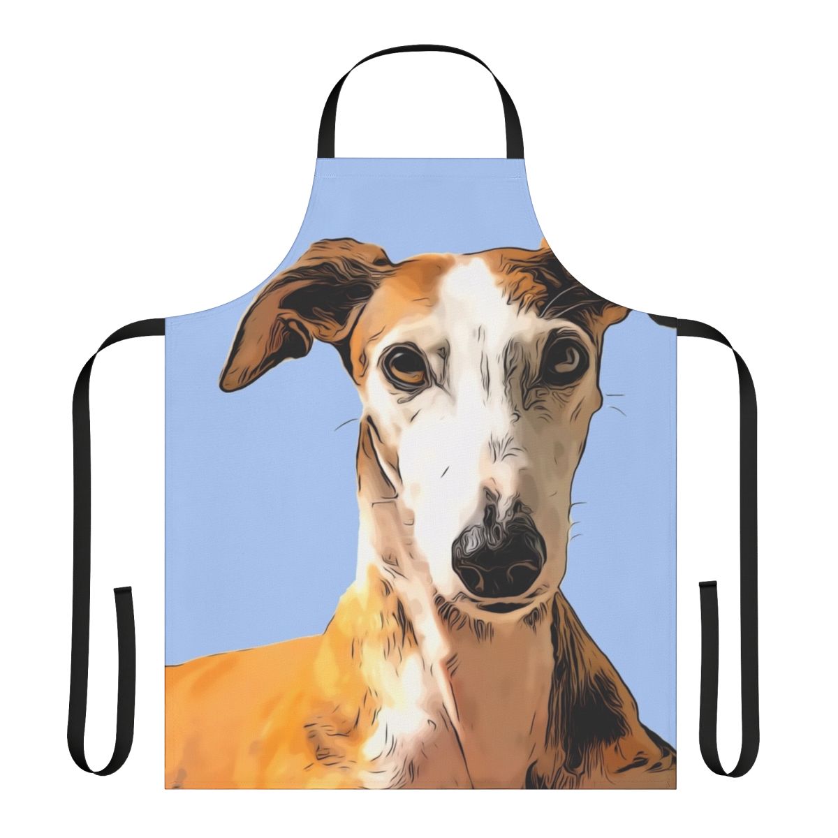 Fashionable grey hound themed apron for cooking and baking