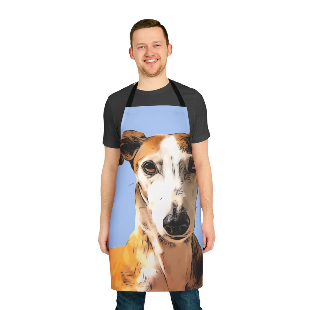 Fashionable grey hound themed apron for cooking and baking