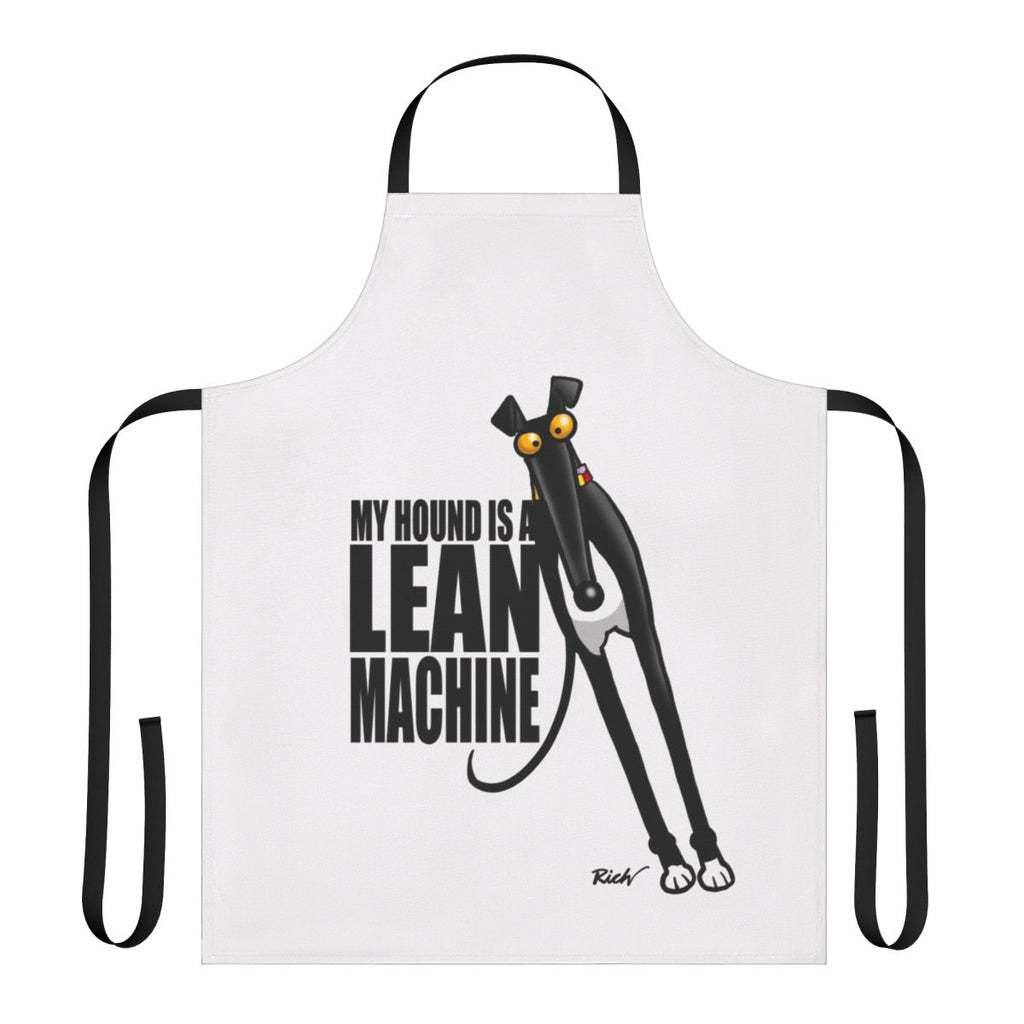 Illustration of a greyhound, lurcher, or whippet on a high-quality apron