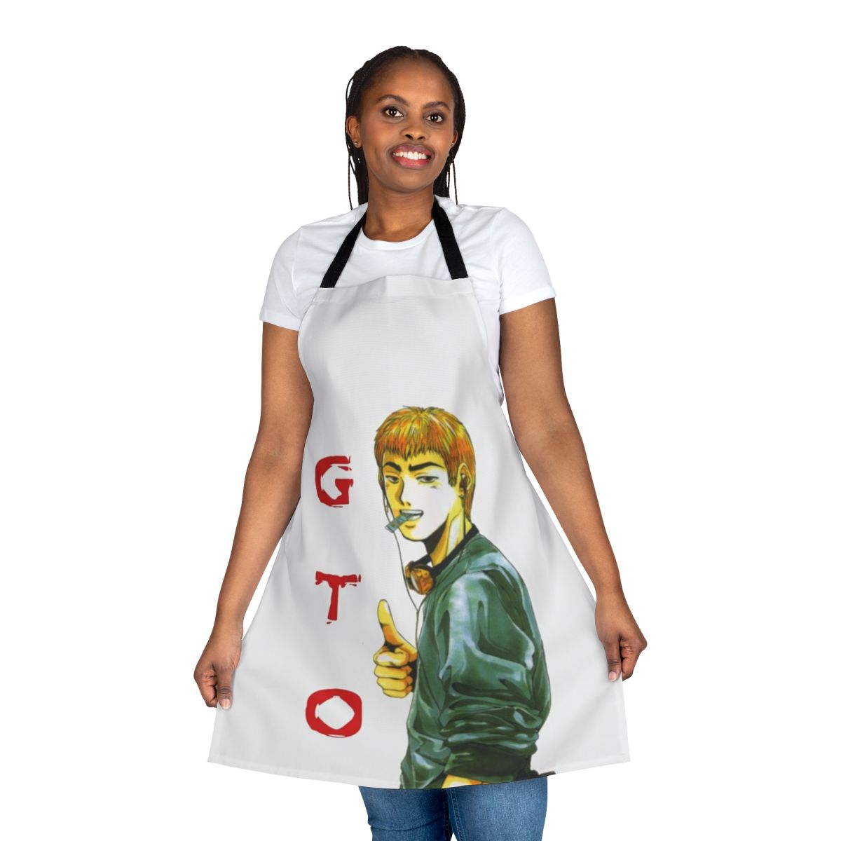 Gto-inspired graphic apron with manga-style artwork