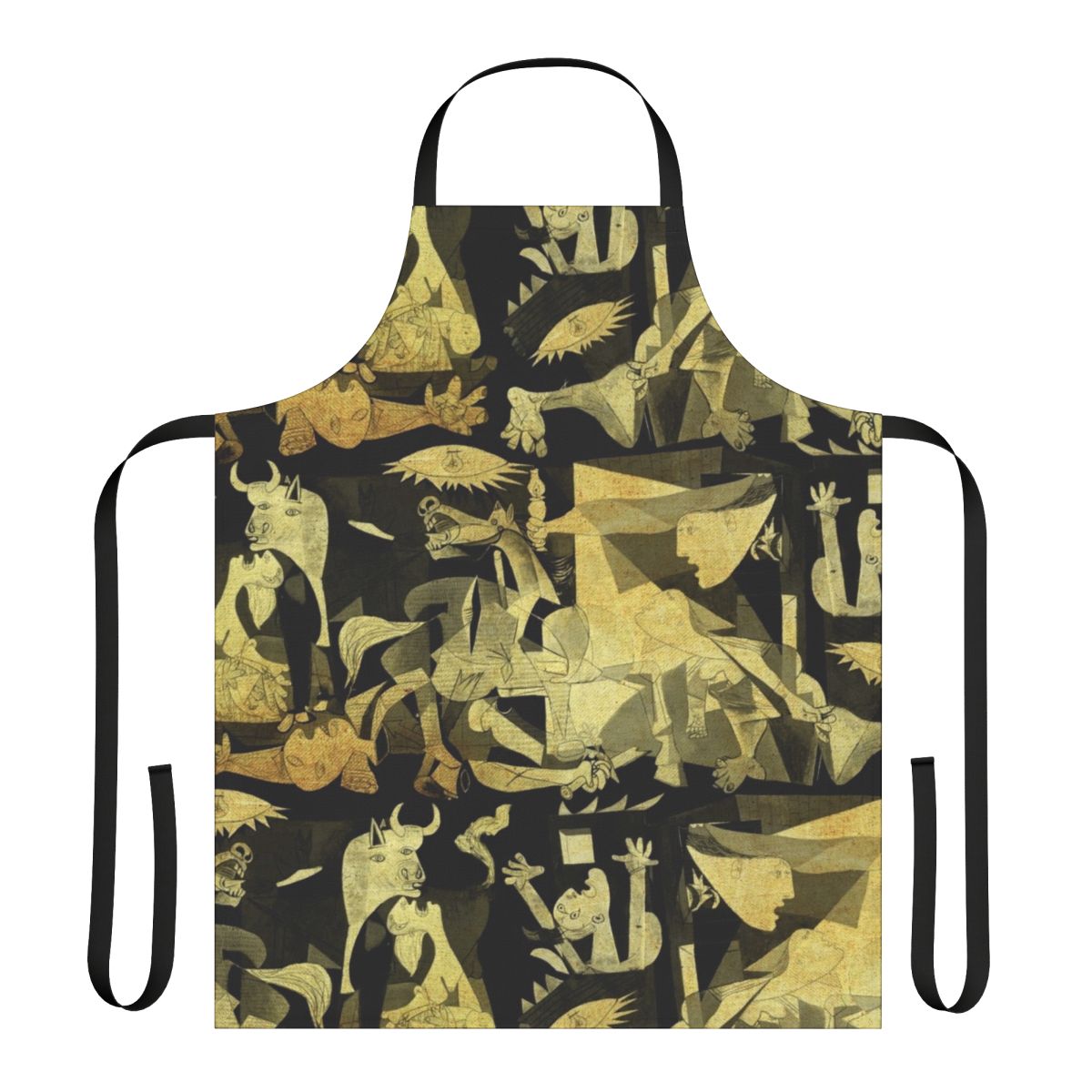 Guernica-inspired apron with vibrant, textured design referencing the iconic 1937 painting by Pablo Picasso