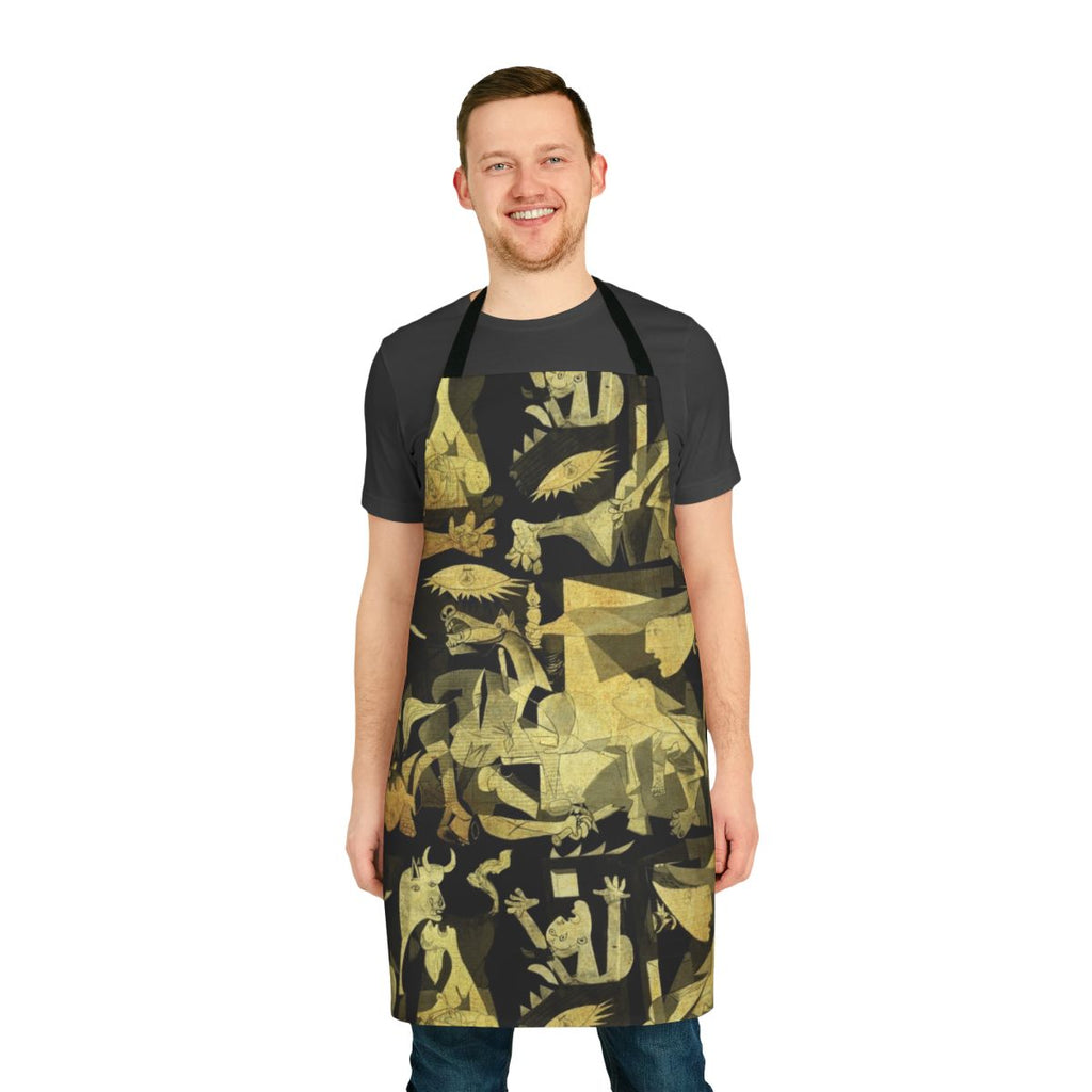 Guernica-inspired apron with vibrant, textured design referencing the iconic 1937 painting by Pablo Picasso