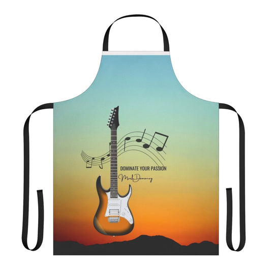 A stylish apron featuring an electric guitar design, perfect for music enthusiasts and professional musicians.