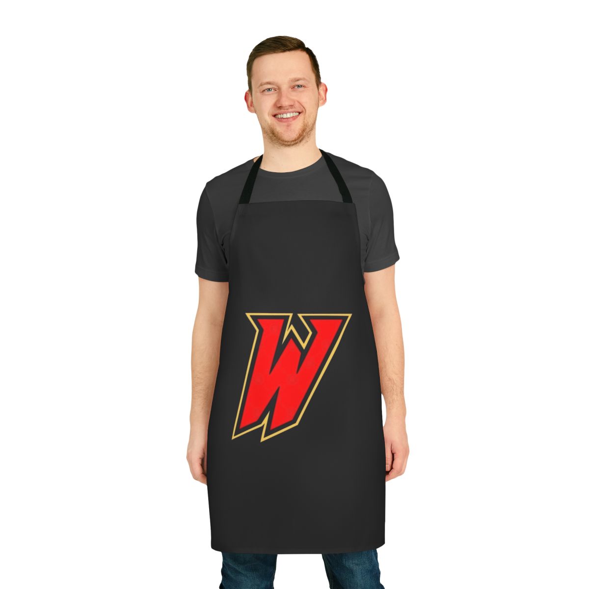 Apron featuring a bold, comic-inspired design of the character Guy Gardner