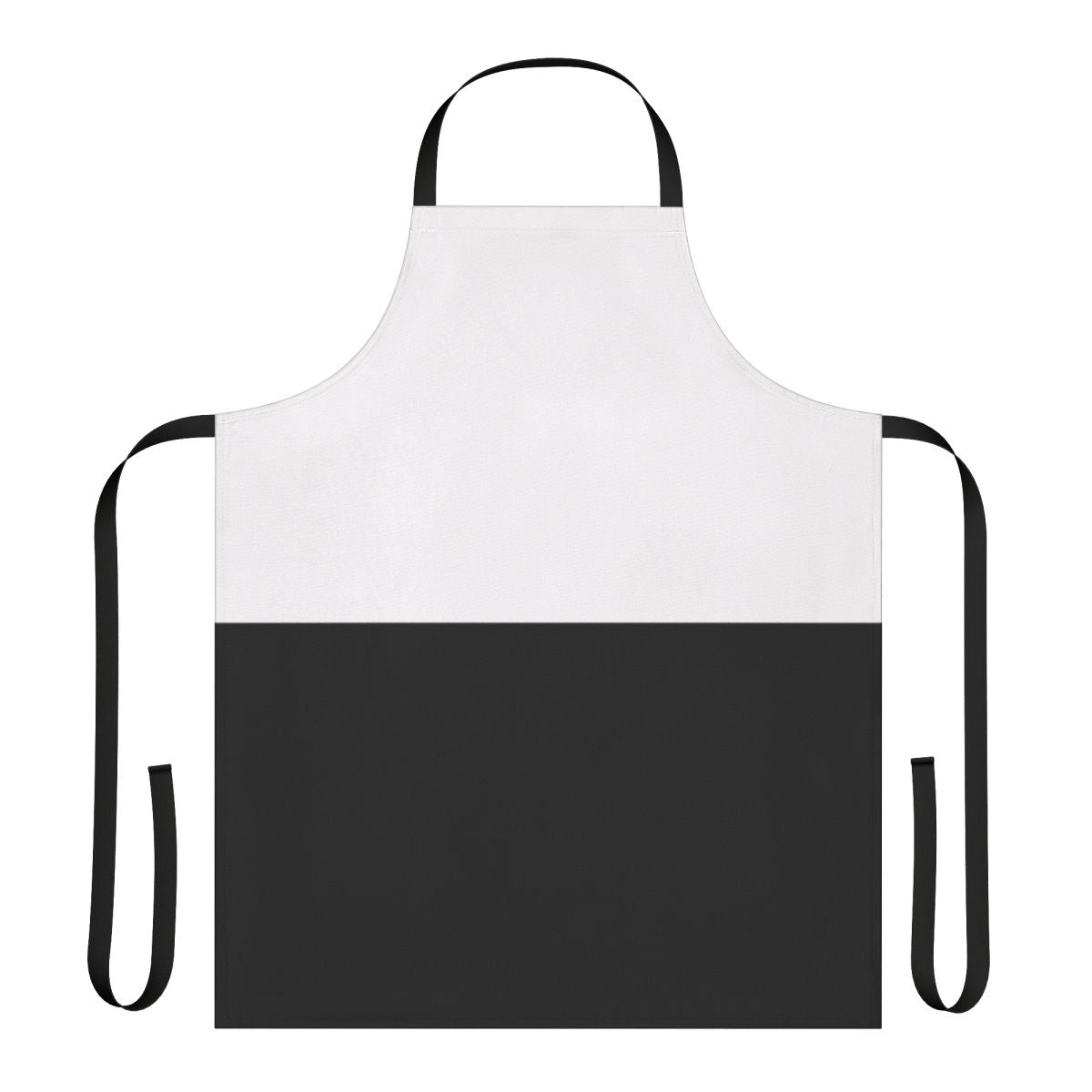 A minimalist half black and half white apron, perfect for modern kitchens.