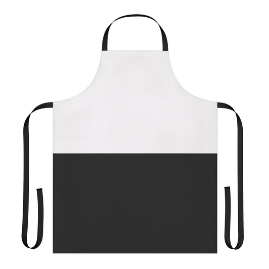 A minimalist half black and half white apron, perfect for modern kitchens.