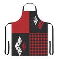 Harley Quinn inspired apron with diamond pattern in red, white, and black