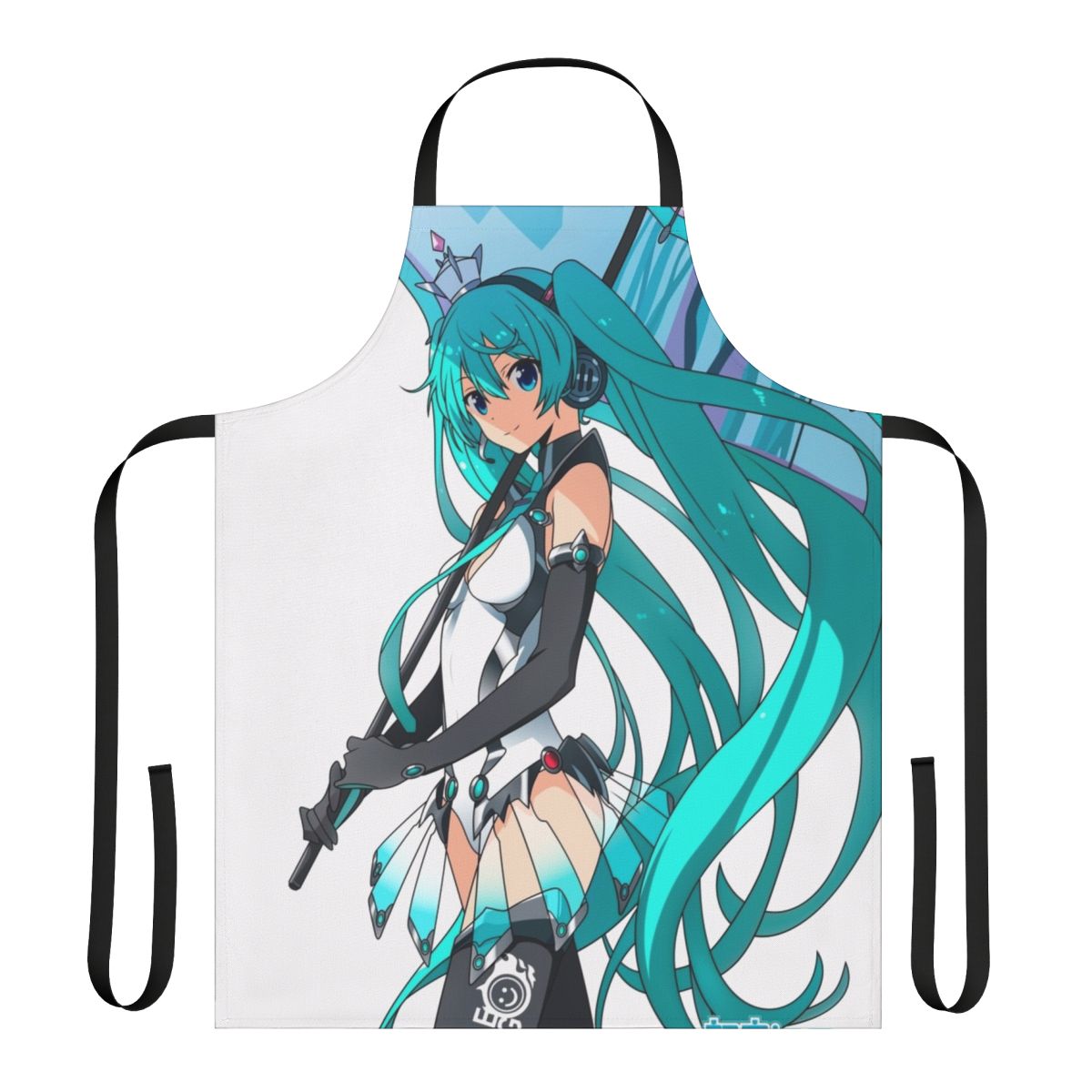 Hatsune Miku inspired apron with anime-style graphics and a kawaii design