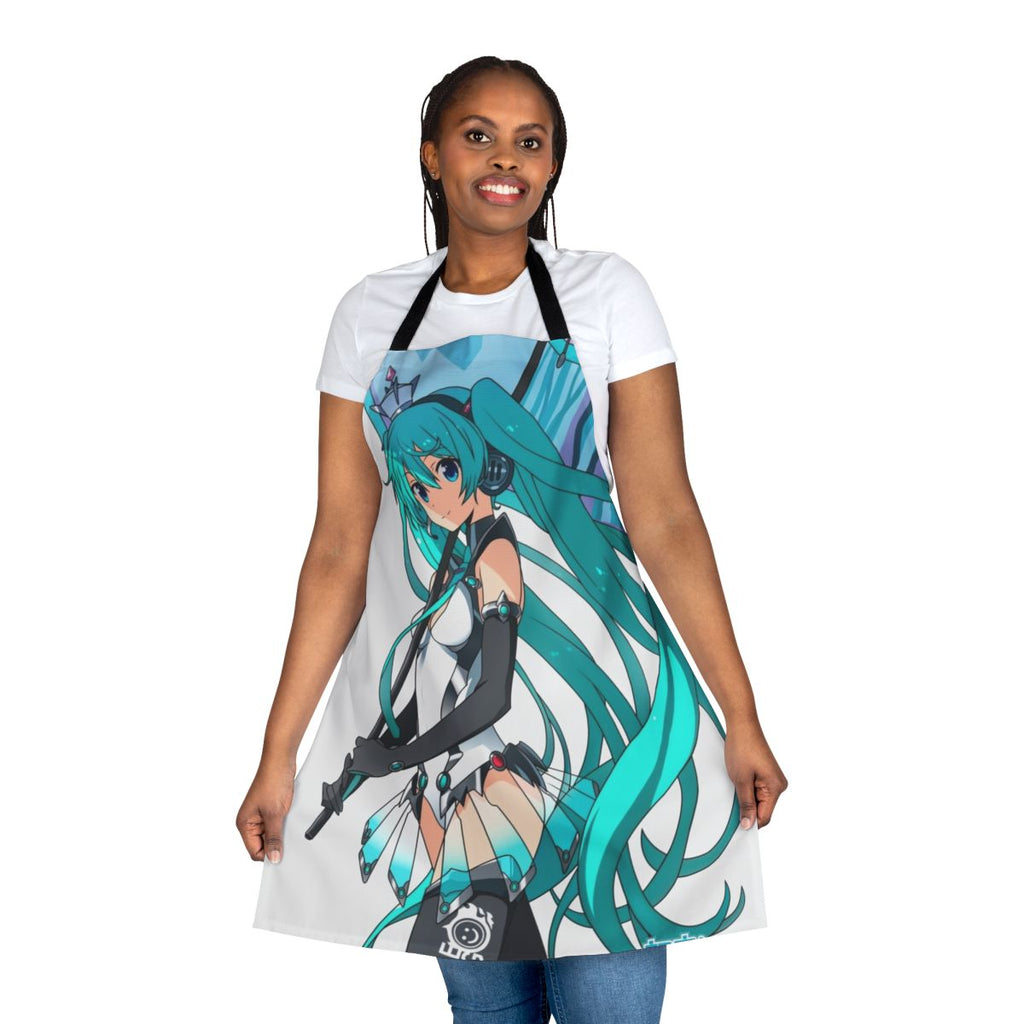 Hatsune Miku inspired apron with anime-style graphics and a kawaii design
