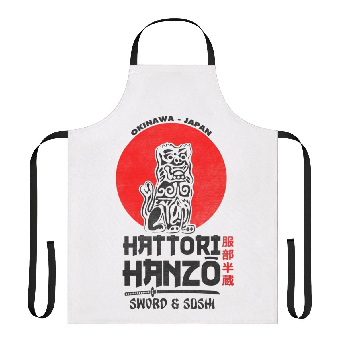 Hattori Hanzo-inspired apron featuring samurai and martial arts design