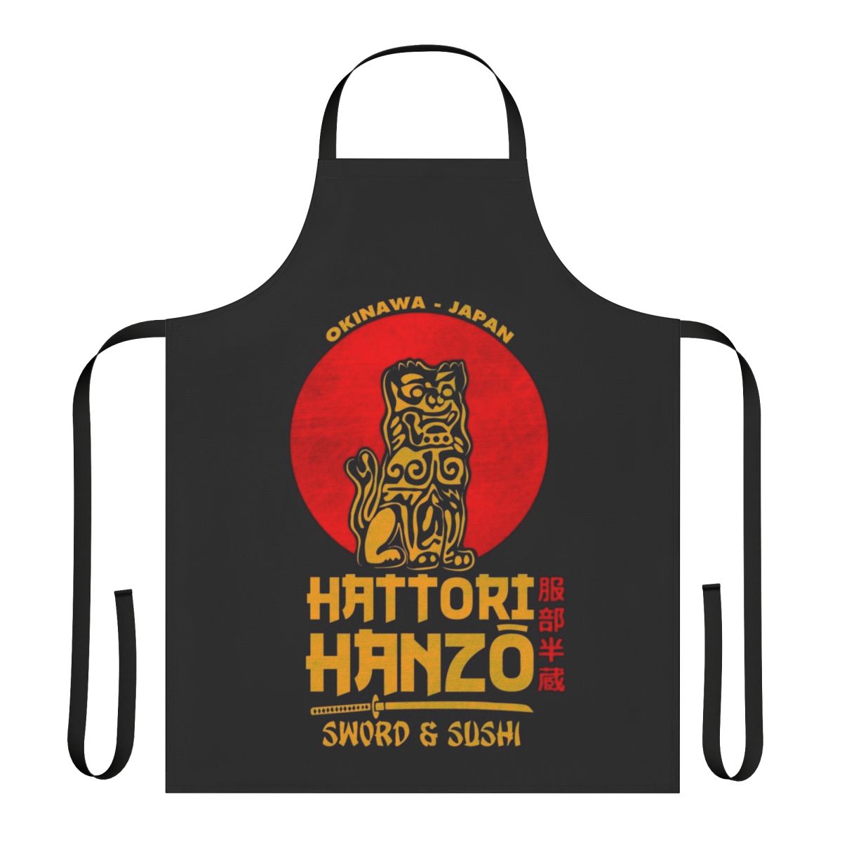 Hattori Hanzo inspired apron featuring a samurai design and Japanese elements