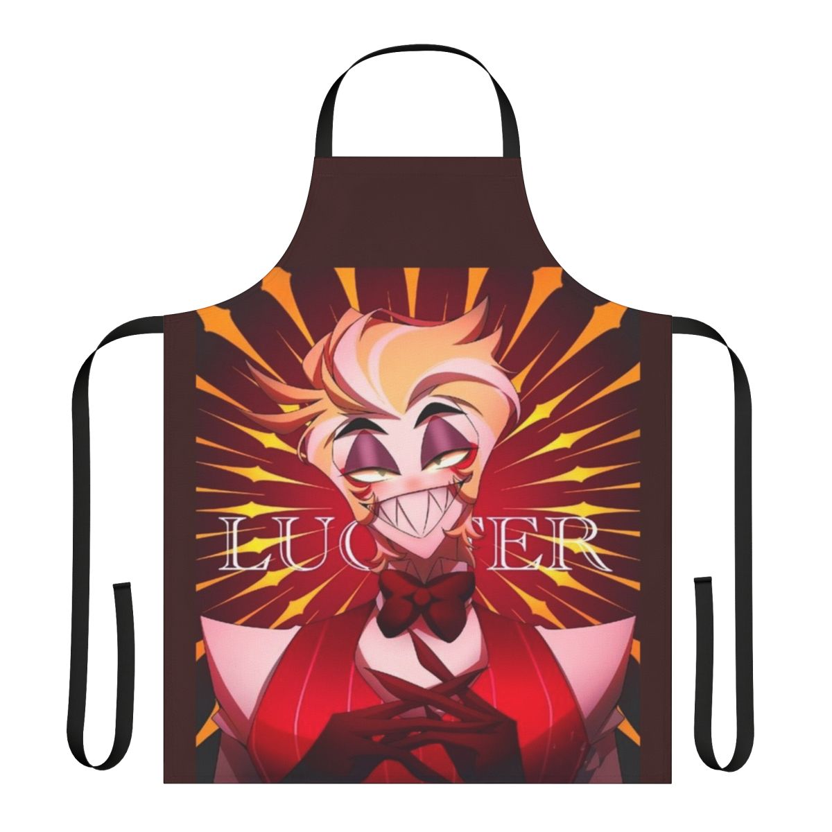 Hazbin Hotel Lucifer Morningstar themed apron with cartoon character design