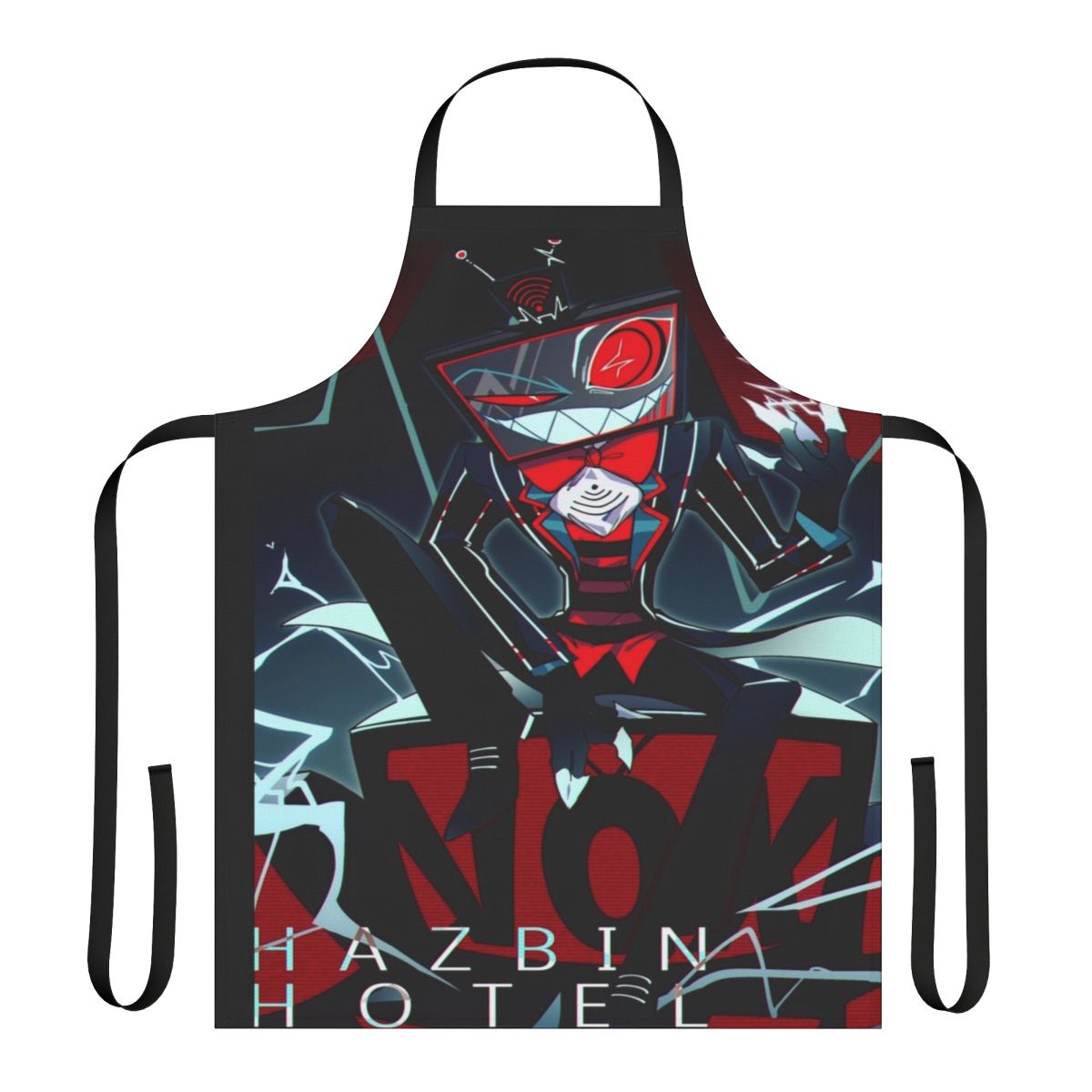 Hazbin Hotel Vox-themed apron featuring the character Vox