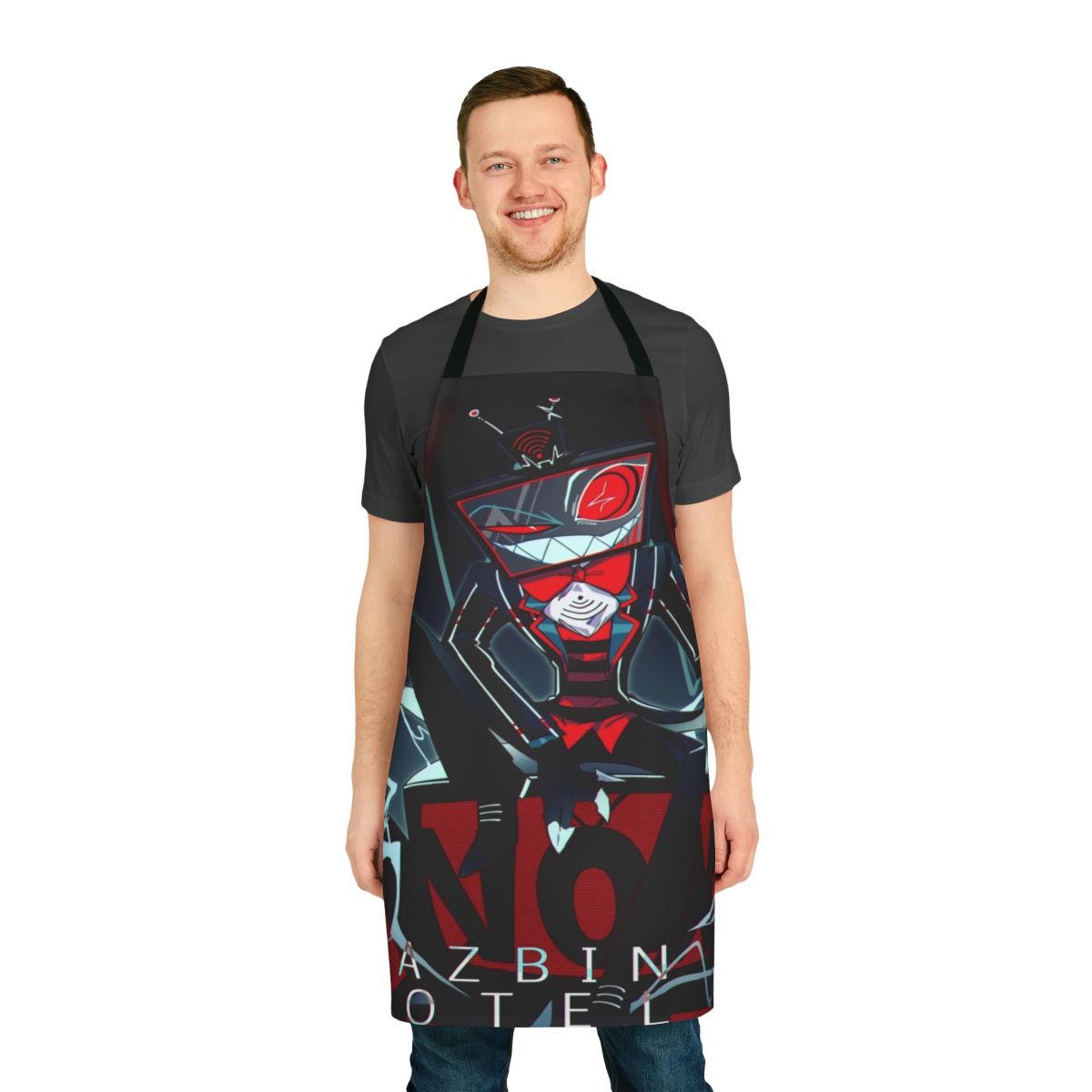 Hazbin Hotel Vox-themed apron featuring the character Vox