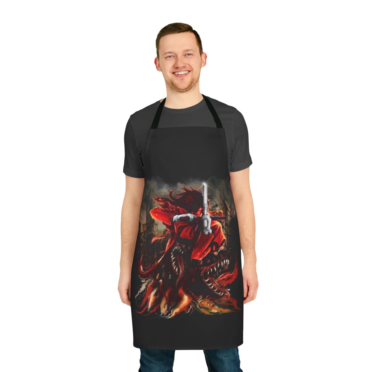 A high-quality apron featuring the iconic "The Bird of Hermes" design from the Hellsing anime/manga series.