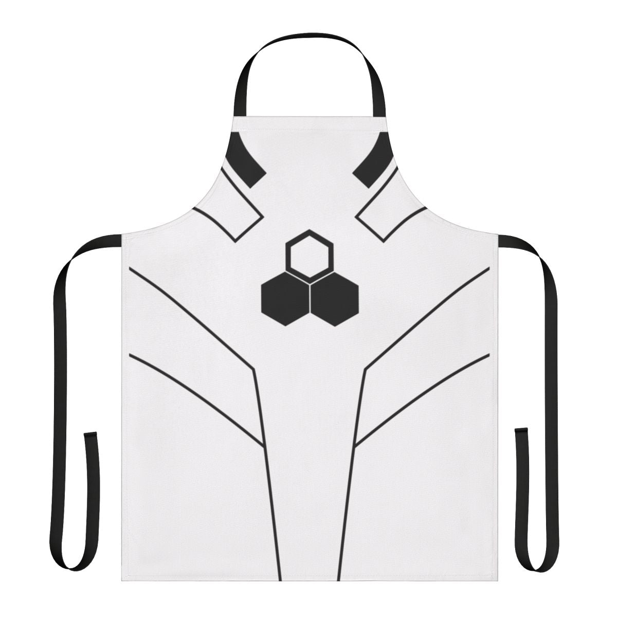 Hexagon-patterned apron featuring a science fiction and fantasy inspired design