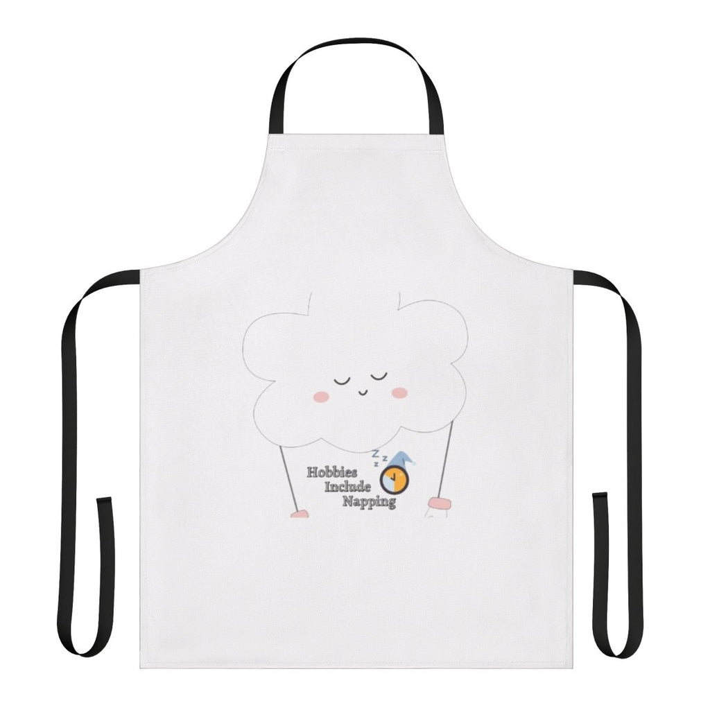 Apron with a "Hobbies Include Napping" sticker design, perfect for nap lovers.