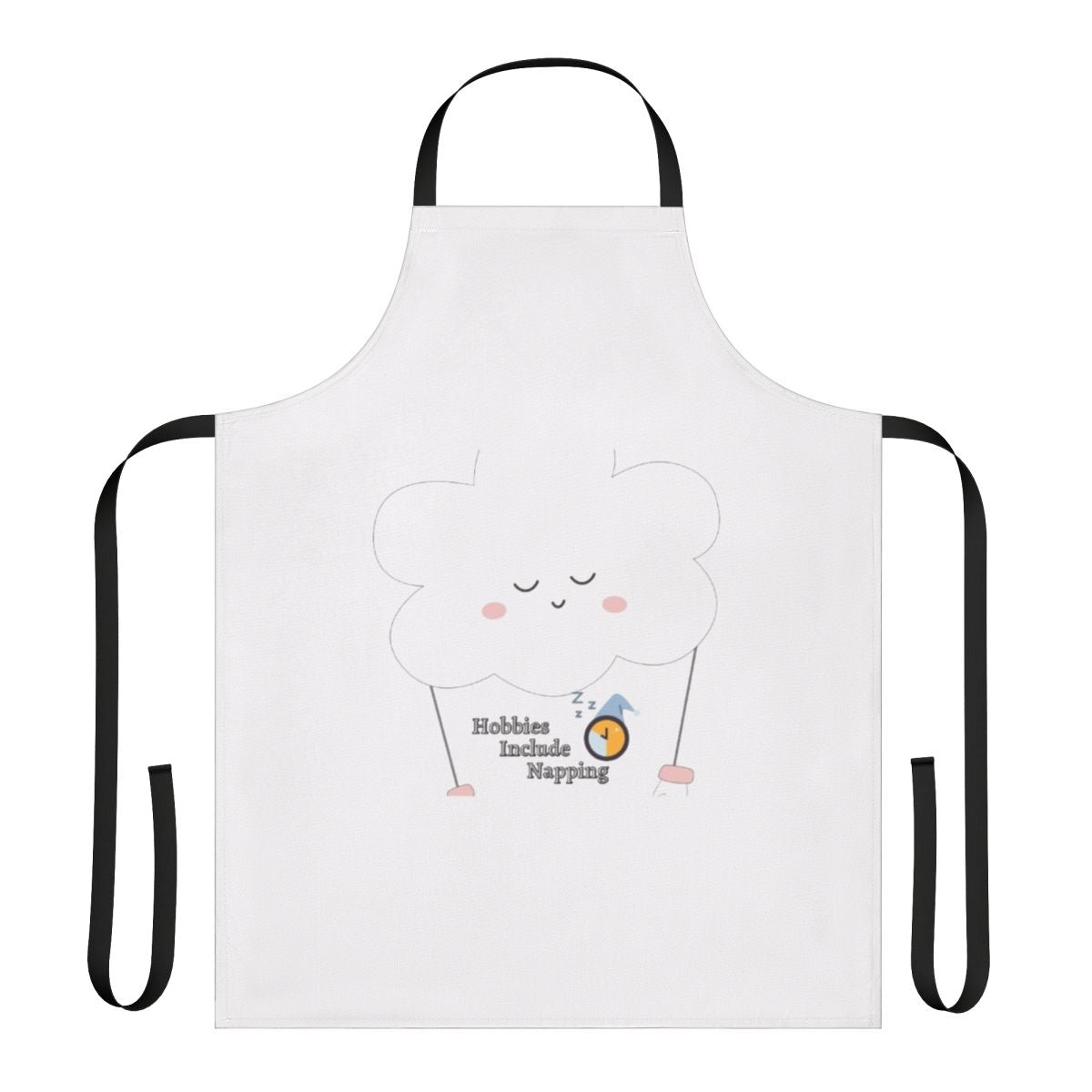 Apron with a "Hobbies Include Napping" sticker design, perfect for nap lovers.