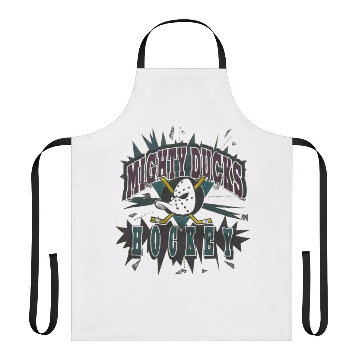 Hockey-themed apron featuring a duck sports team design