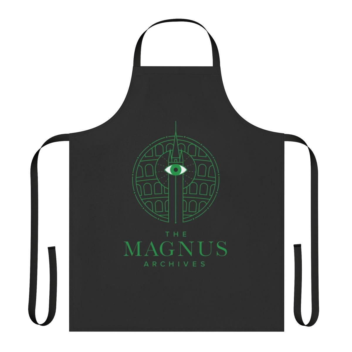 A high-quality apron featuring the iconic Panopticon eye design, inspired by the beloved horror podcast The Magnus Archives.