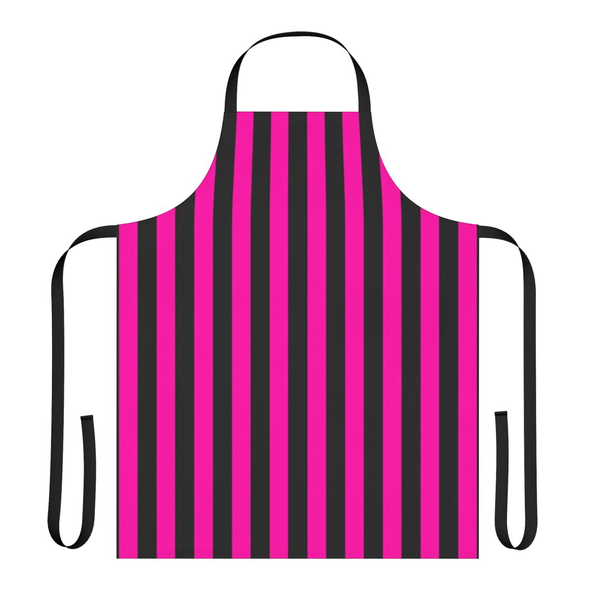 A vibrant hot pink and black striped apron for the kitchen