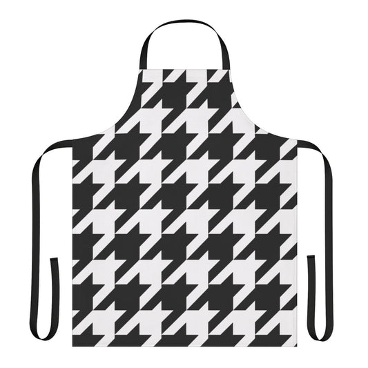 Houndstooth print apron with a classic, vintage-inspired design