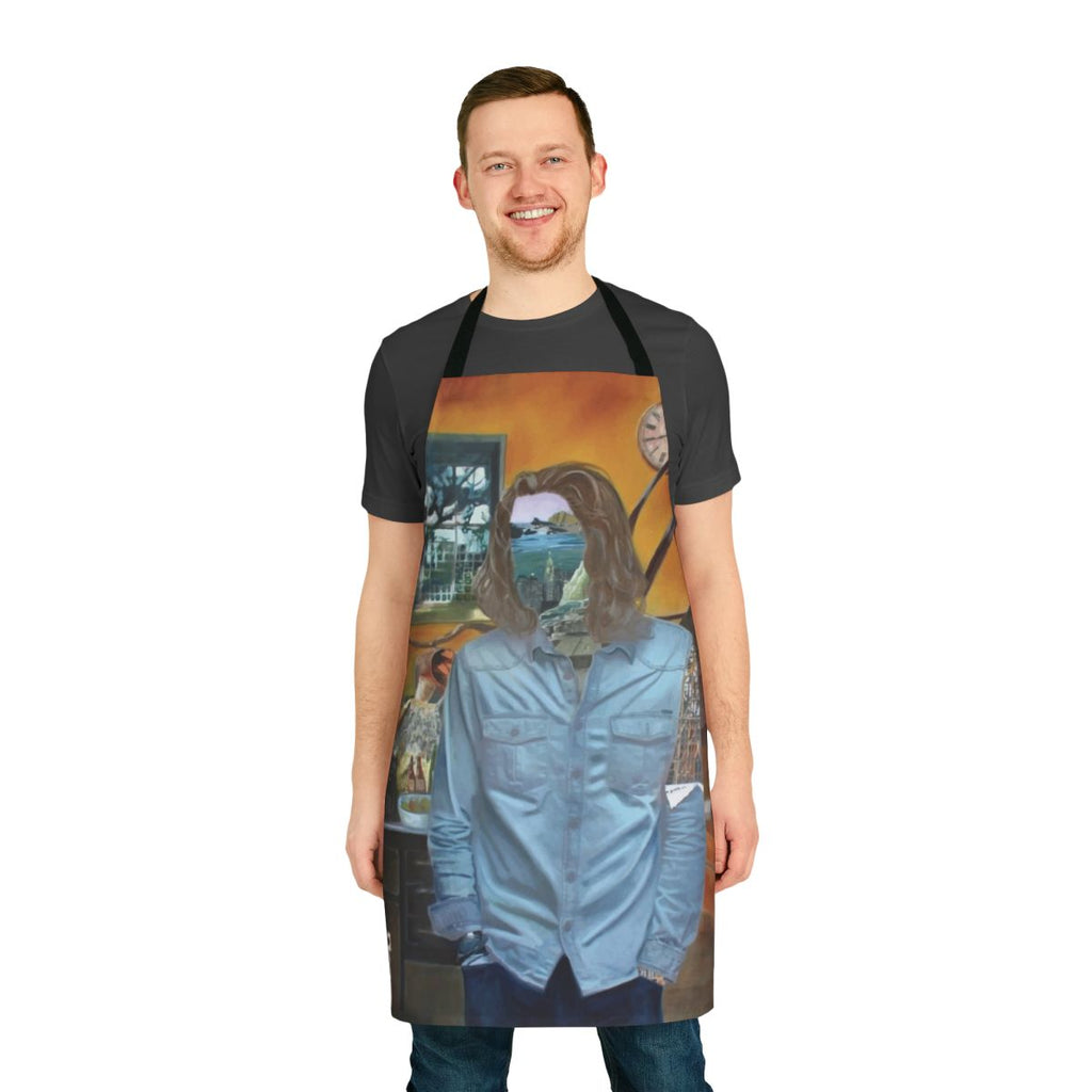 Stylish black apron with Hozier-inspired design, perfect for fans of the alternative music artist.