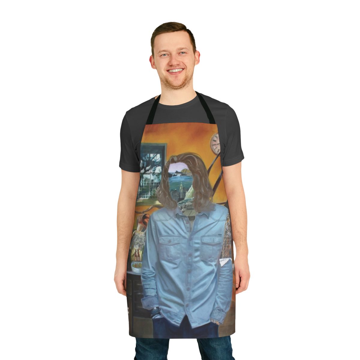 Stylish black apron with Hozier-inspired design, perfect for fans of the alternative music artist.