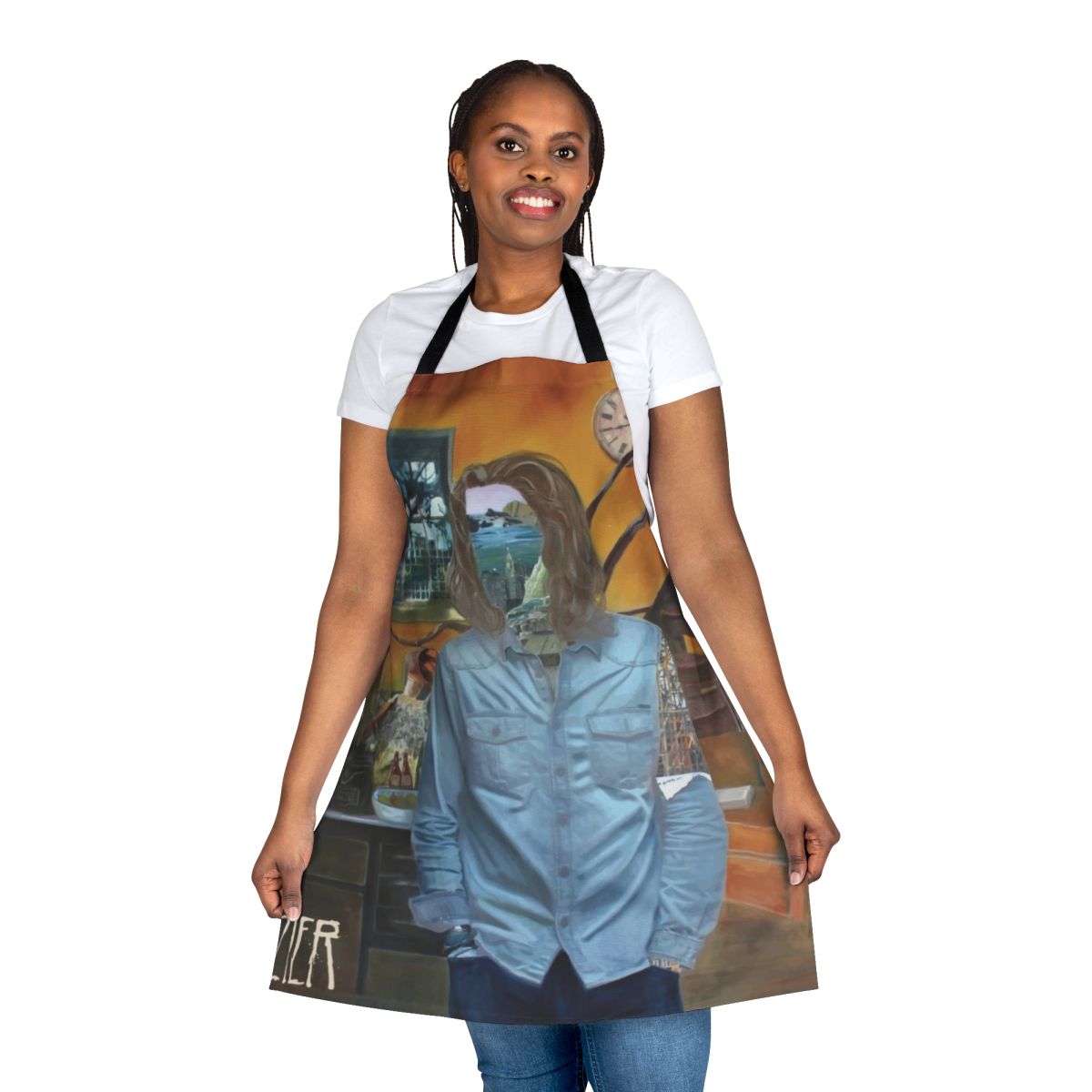 Stylish black apron with Hozier-inspired design, perfect for fans of the alternative music artist.