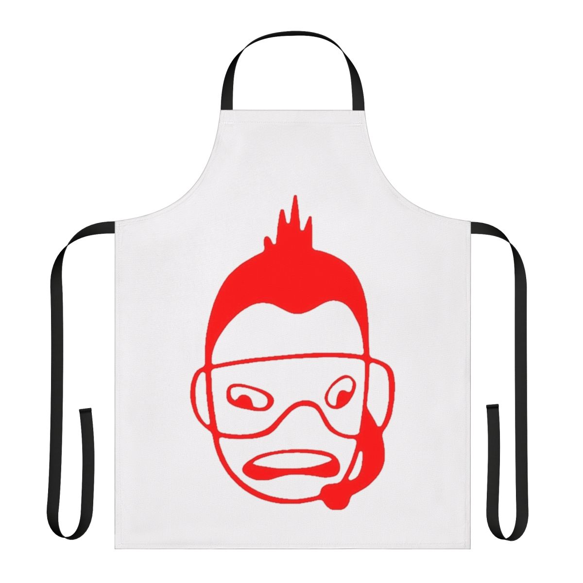Apron featuring an ice hockey hair design inspired by the Welsh indie band Super Furry Animals