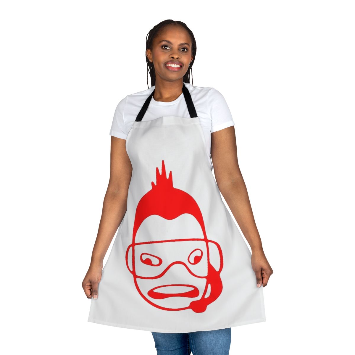 Apron featuring an ice hockey hair design inspired by the Welsh indie band Super Furry Animals