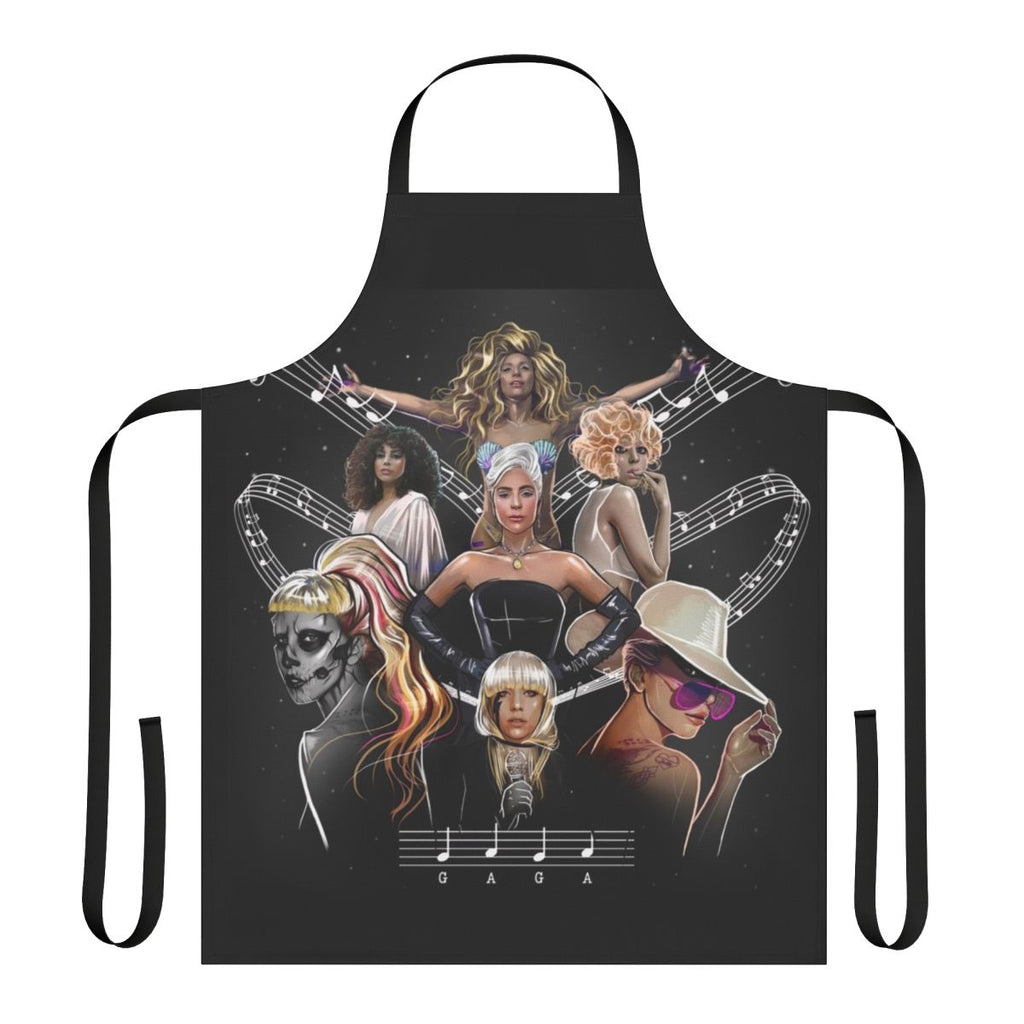 Multicolored icons printed on a high-quality kitchen apron