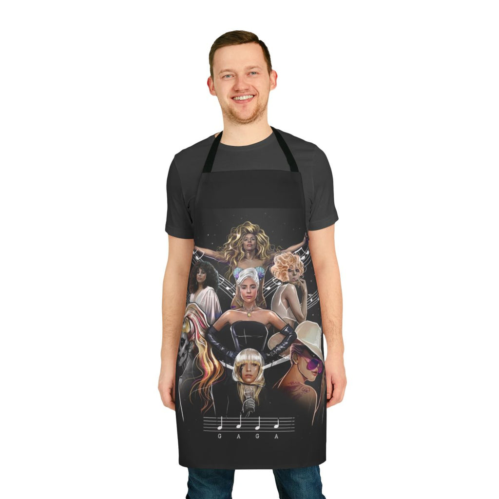 Multicolored icons printed on a high-quality kitchen apron