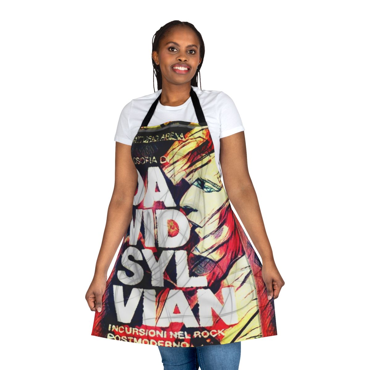 Stylish ink well-patterned apron for pop music and avant-garde rock enthusiasts