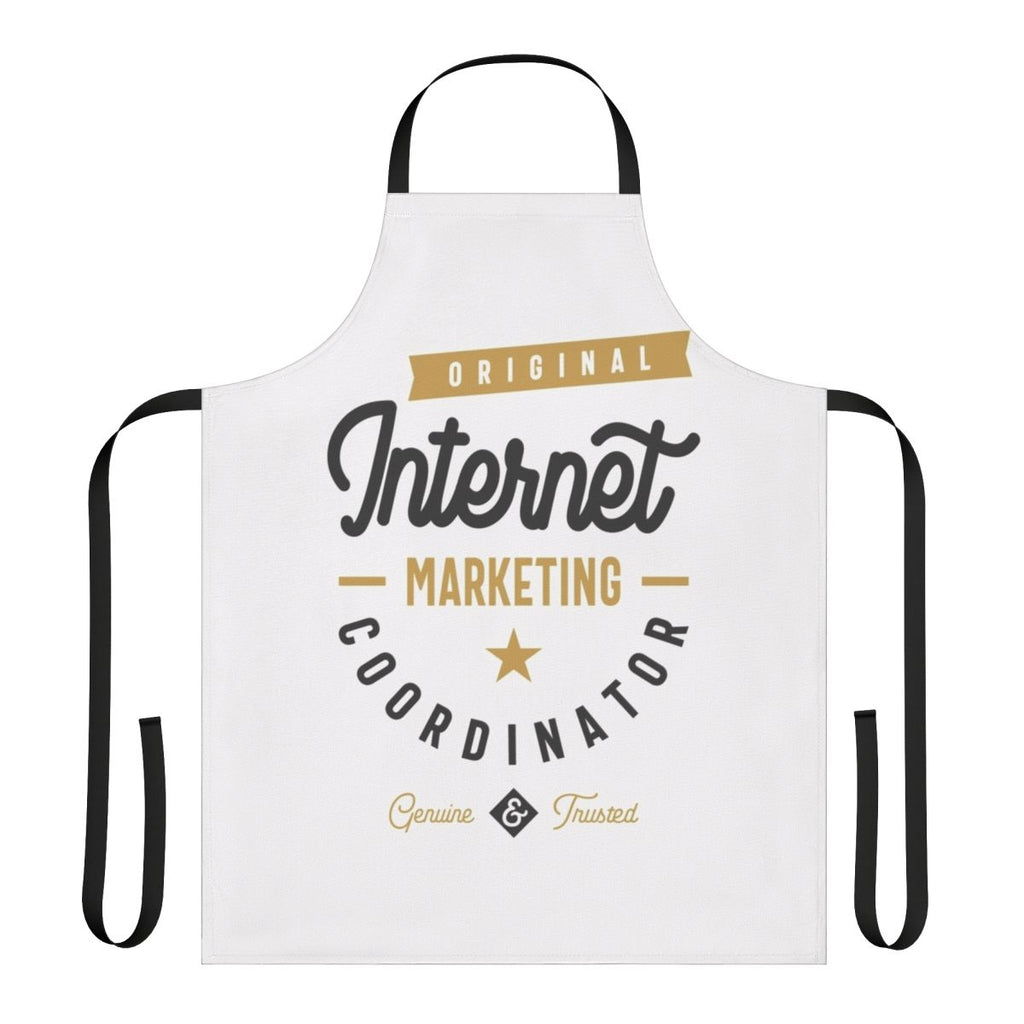 A stylish apron for internet marketing coordinators featuring the focus keyword.