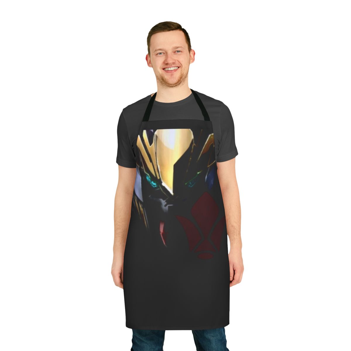Apron featuring the Barbatos mobile suit and Tekkadan logo from the anime series Iron-Blooded Orphans