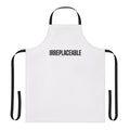 Irreplaceable apron with bold, black text and quotes
