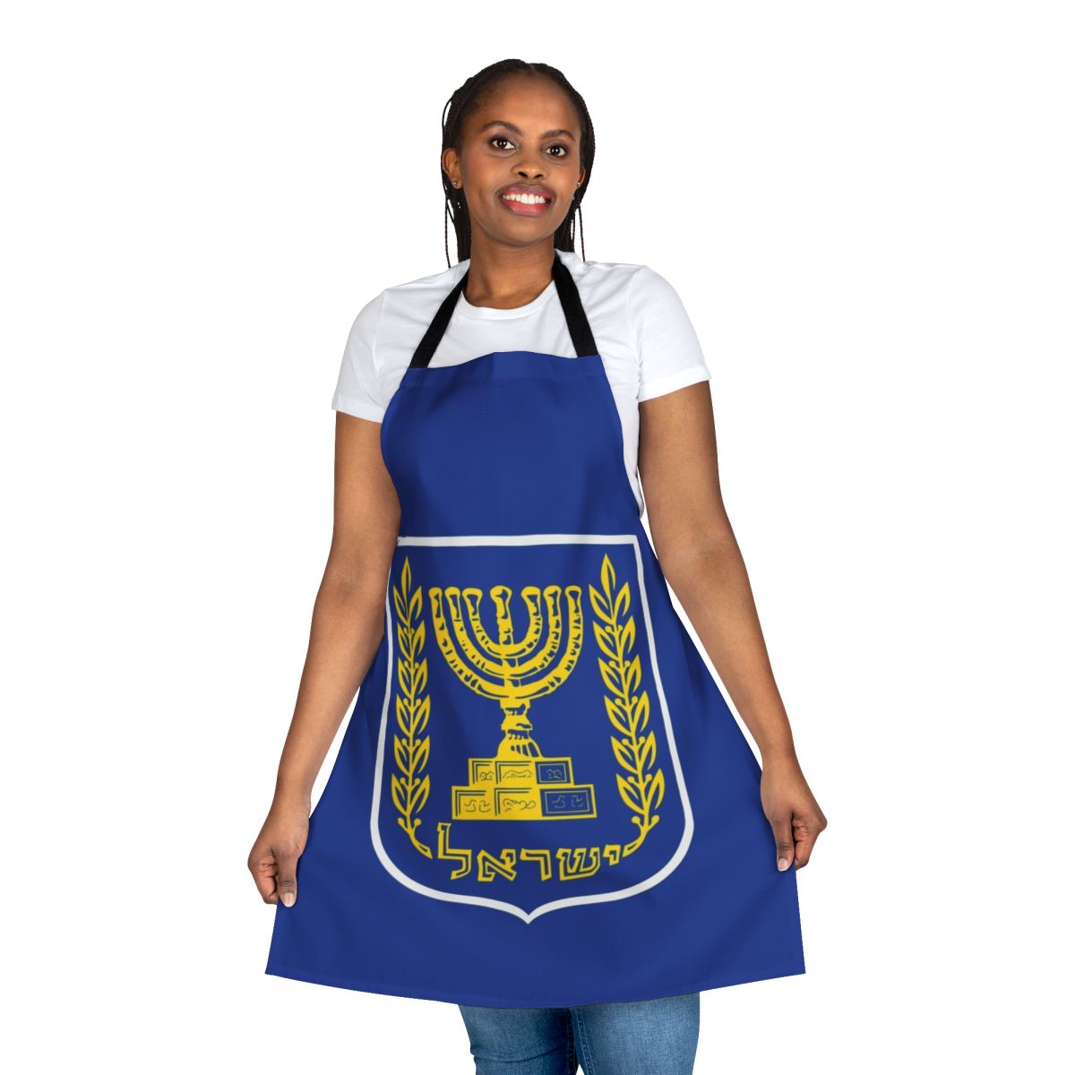 Apron featuring the iconic Israeli national emblem and coat of arms