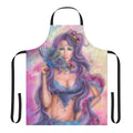 A colorful apron featuring a beautiful Japanese anime-style girl with a fan.