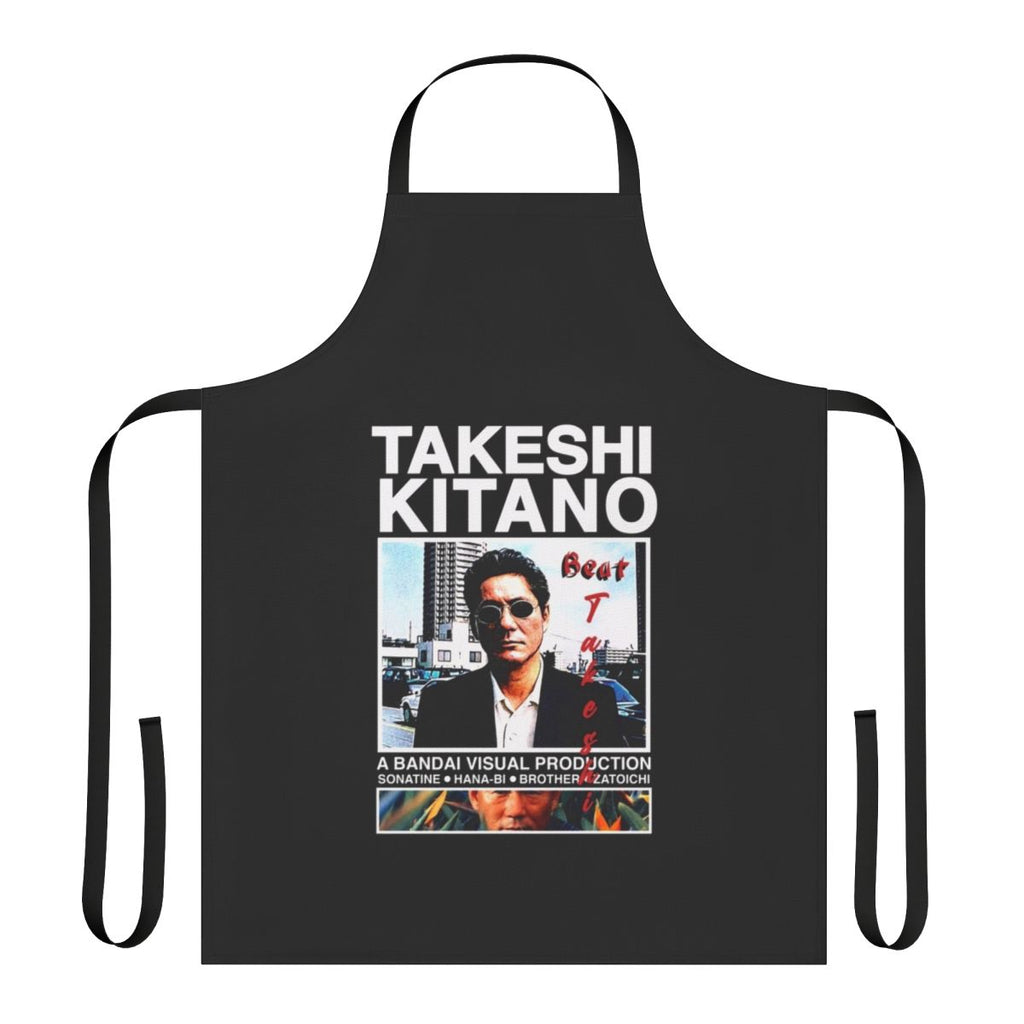 Apron featuring the iconic image of renowned Japanese filmmaker Kitano Takeshi, also known as "Beat" Takeshi.