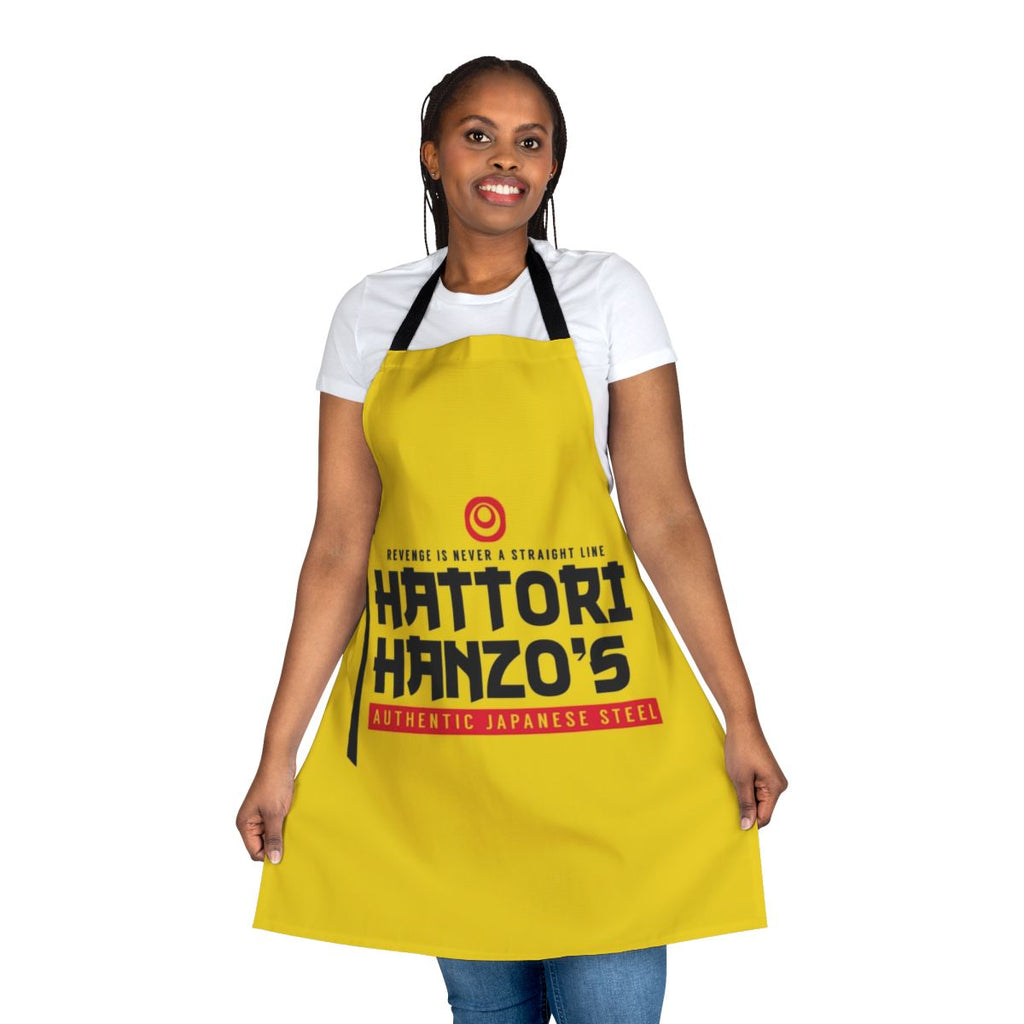 Dark steel-inspired apron with Japanese design elements