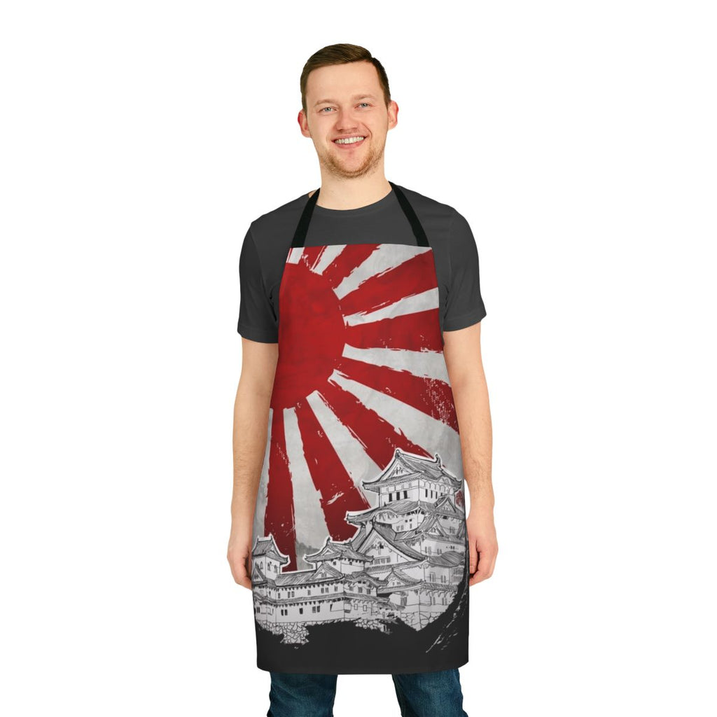 Vibrant Japanese-style apron featuring a rising sun motif