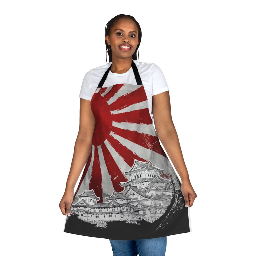 Vibrant Japanese-style apron featuring a rising sun motif