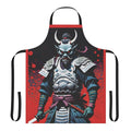 Artistic apron featuring a fierce Japanese demon design, perfect for the kitchen or workshop.