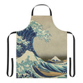 Artistic rendering of the famous "Great Wave off Kanagawa" design on a high-quality apron