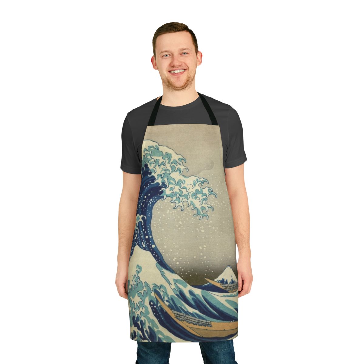 Apron featuring the famous Kanagawa Wave Japanese artwork design